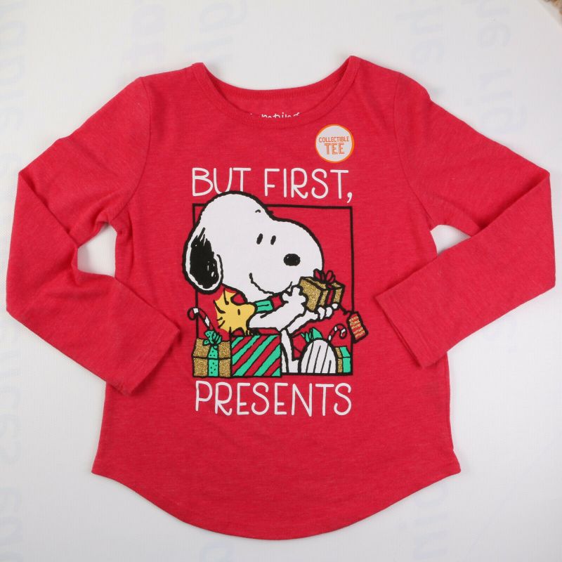 Picture of Peanuts Girls Snoopy Long Sleeve Red Christmas Shirt Size 5